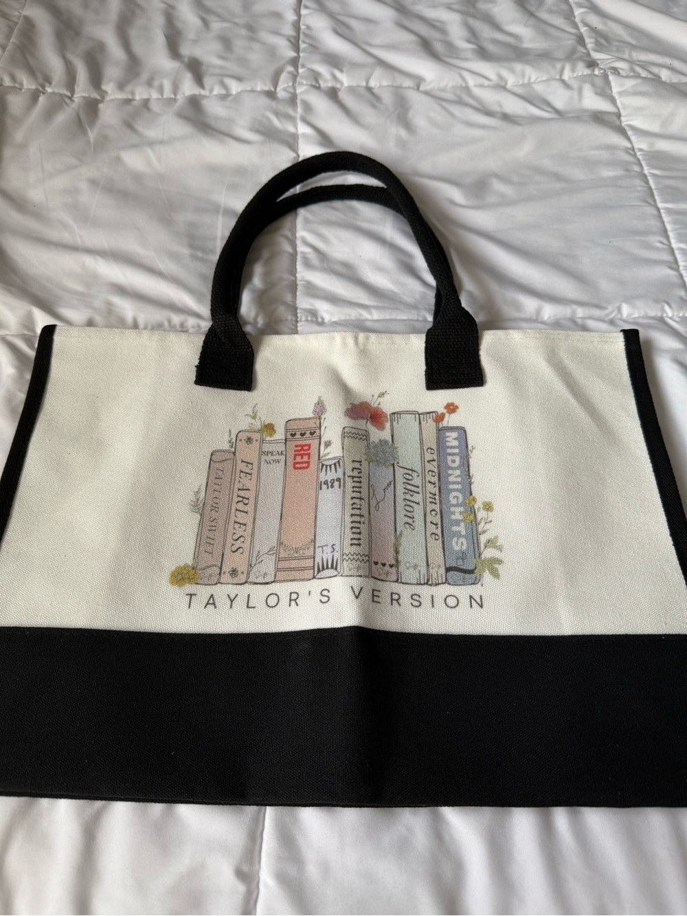 Taylor's Version Cream & Black Canvas Tote Bag
